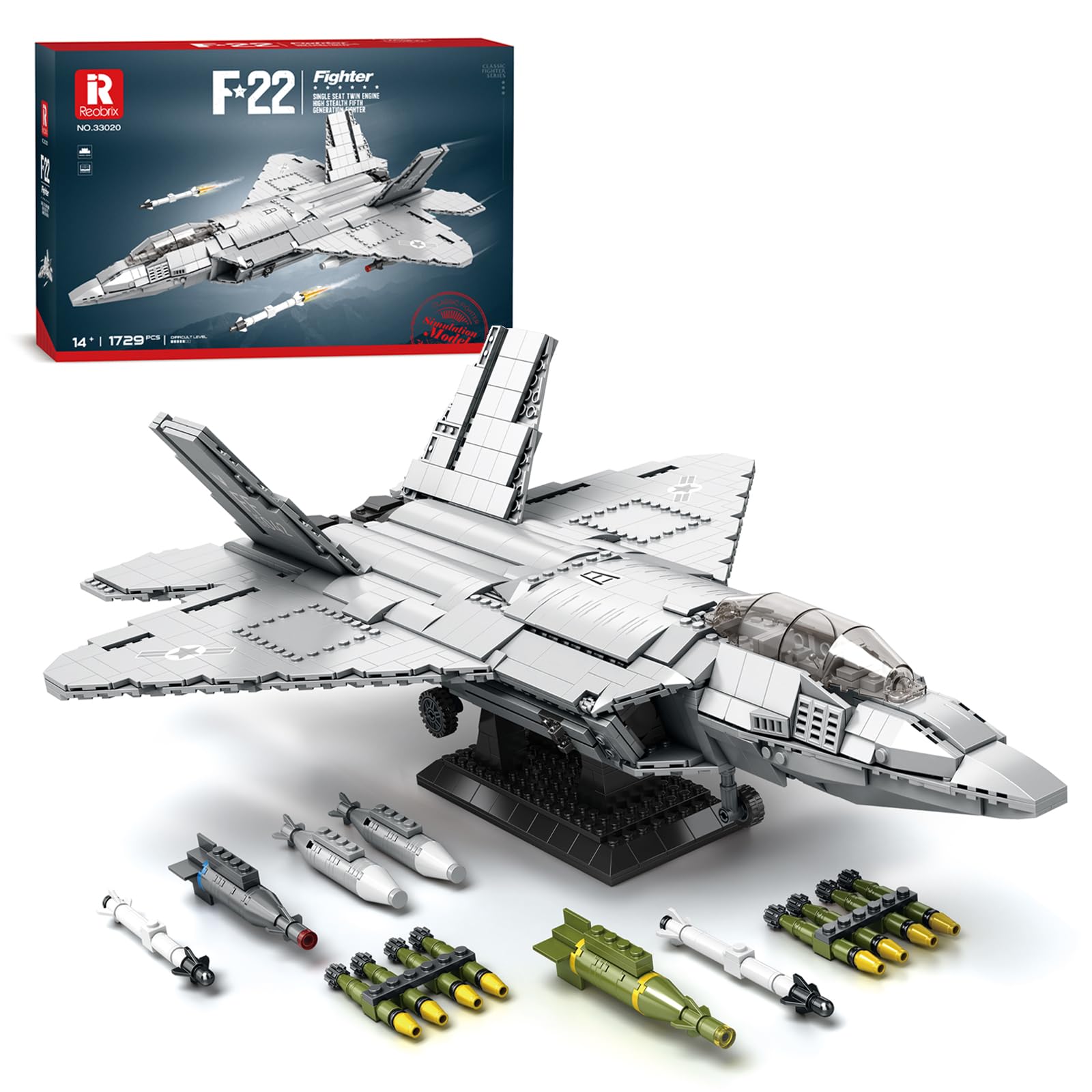 Reobrix 33020 F-22 Raptor Building Block Set with Missiles